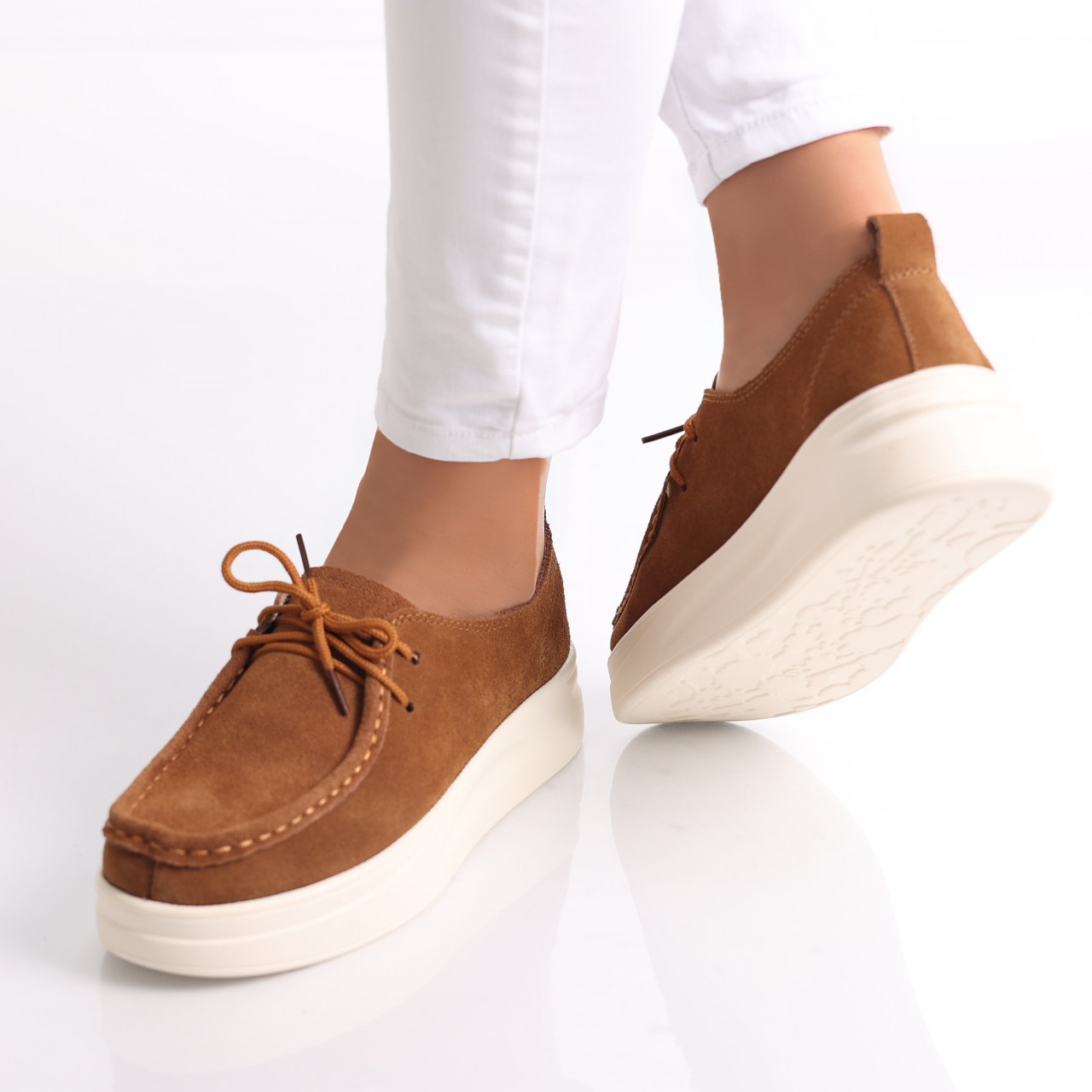 Pantofi dama casual Cmei din Piele Naturala Intoarsa Derina - poza 4