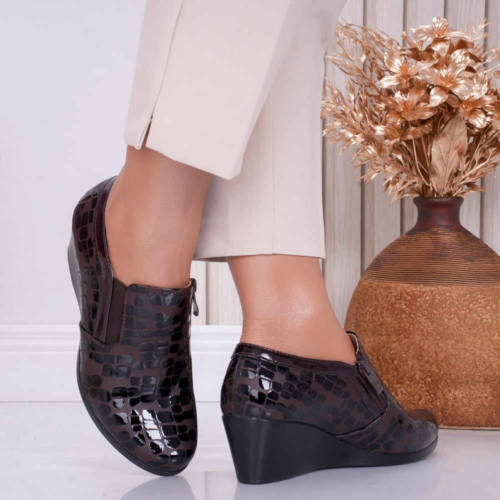 Pantofi dama casual cu platforma Bordo din Piele Ecologica Lacuita Elisa - poza 3