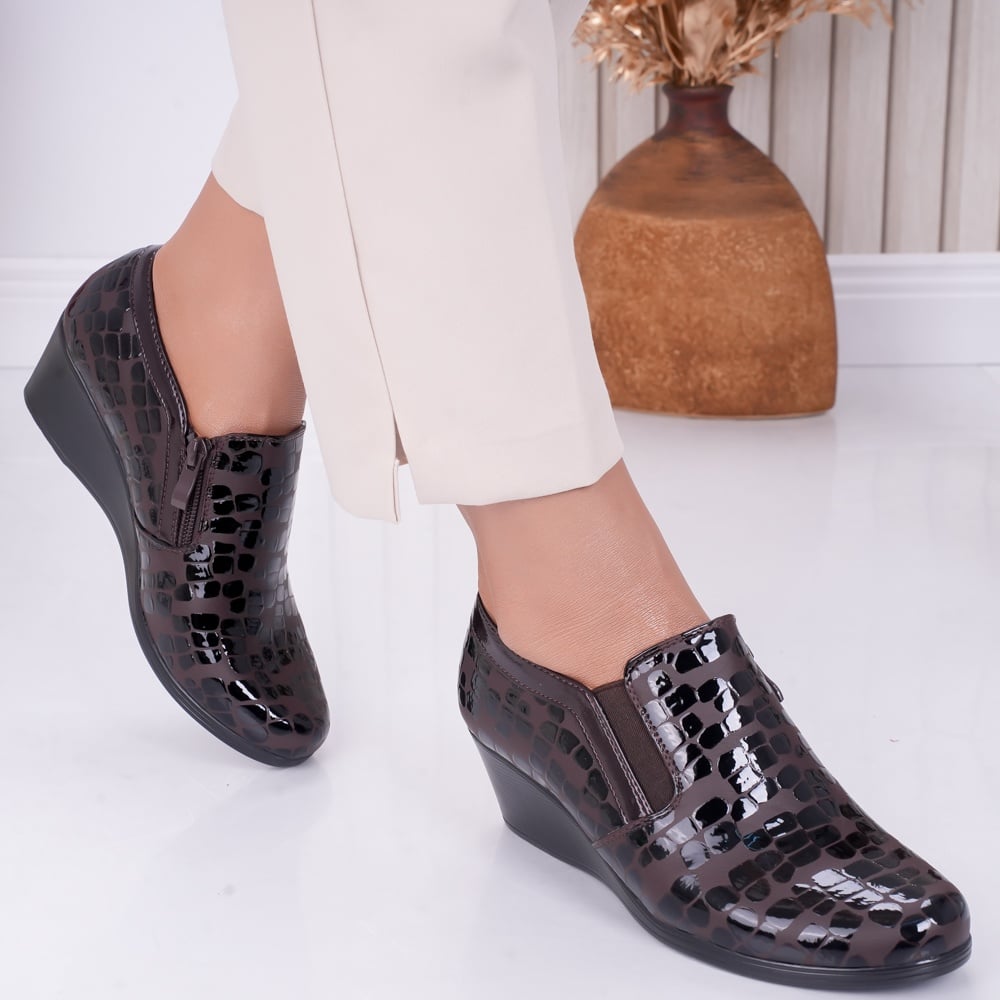Pantofi dama casual cu platforma Bordo din Piele Ecologica Lacuita Elisa - poza 4