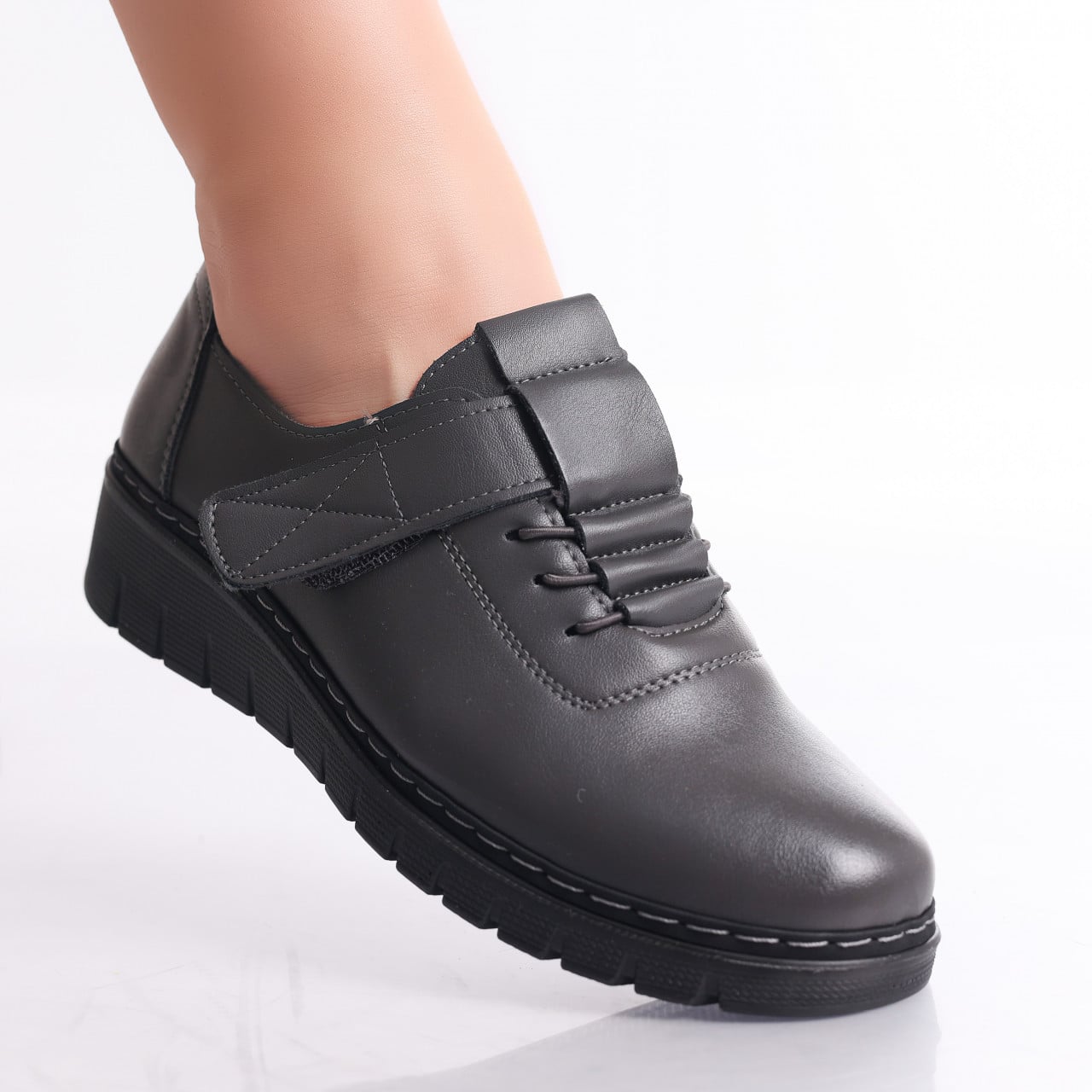 Pantofi dama casual Gri din Piele Ecologica Magaly - poza 1