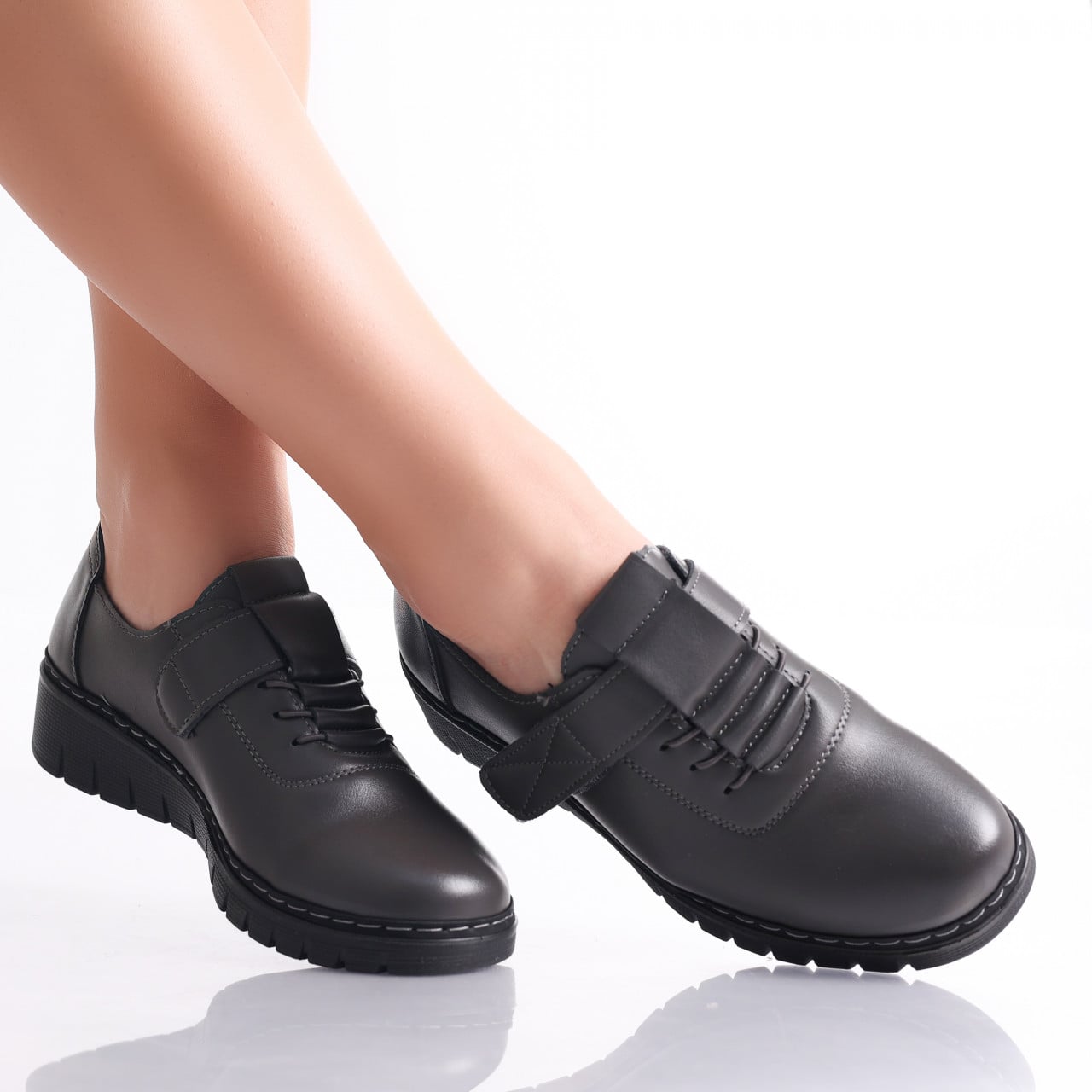 Pantofi dama casual Gri din Piele Ecologica Magaly - poza 2