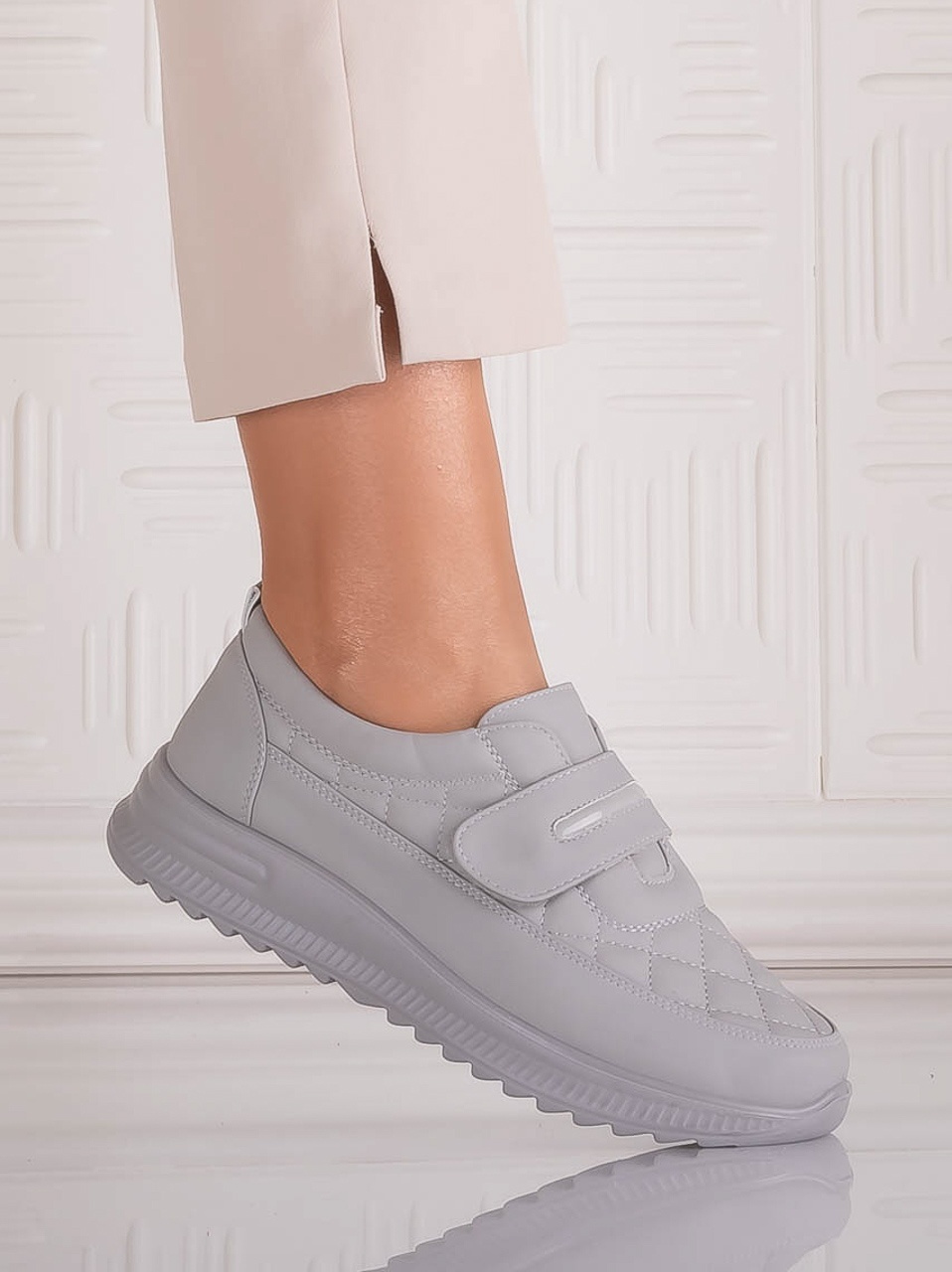 Pantofi dama Casual Gri din Piele Ecologica Osica - poza 1