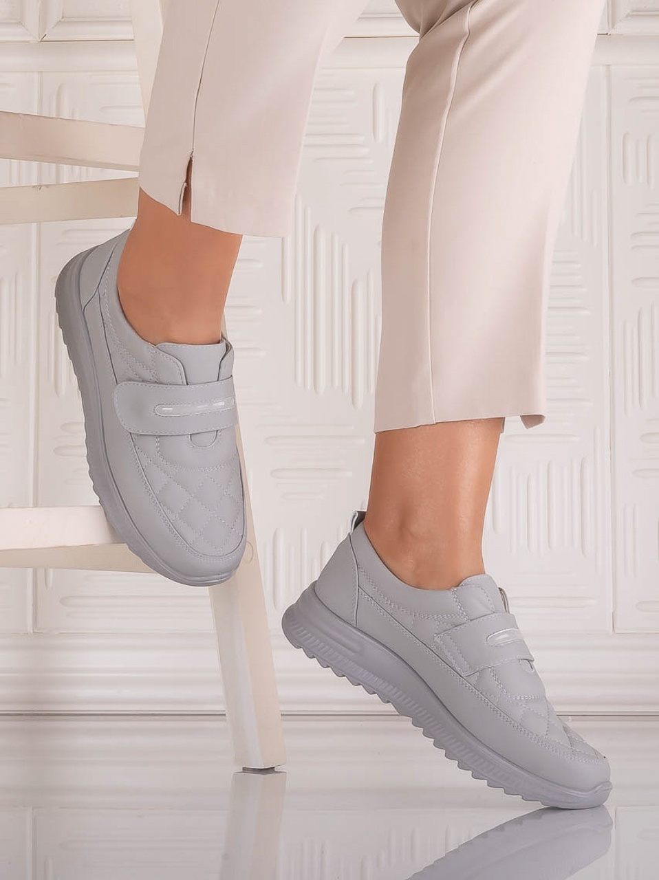 Pantofi dama Casual Gri din Piele Ecologica Osica - poza 2