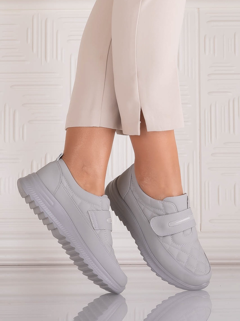 Pantofi dama Casual Gri din Piele Ecologica Osica - poza 3