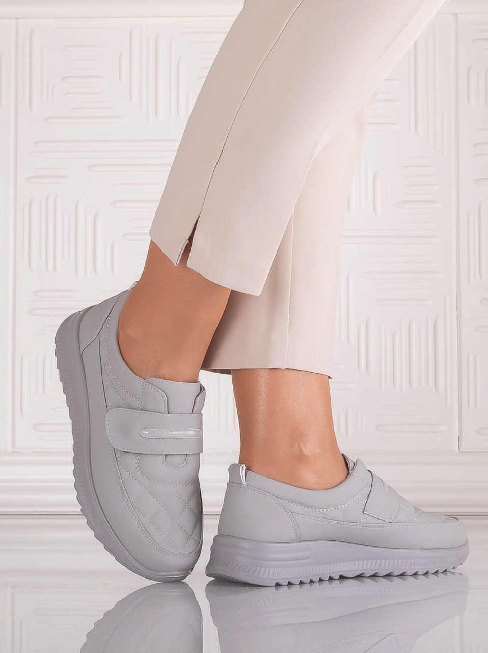 Pantofi dama Casual Gri din Piele Ecologica Osica - poza 4