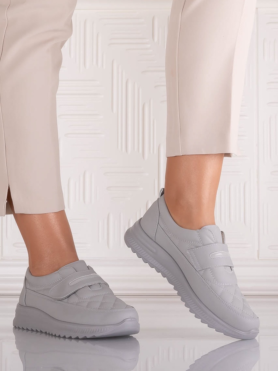 Pantofi dama Casual Gri din Piele Ecologica Osica - poza 5