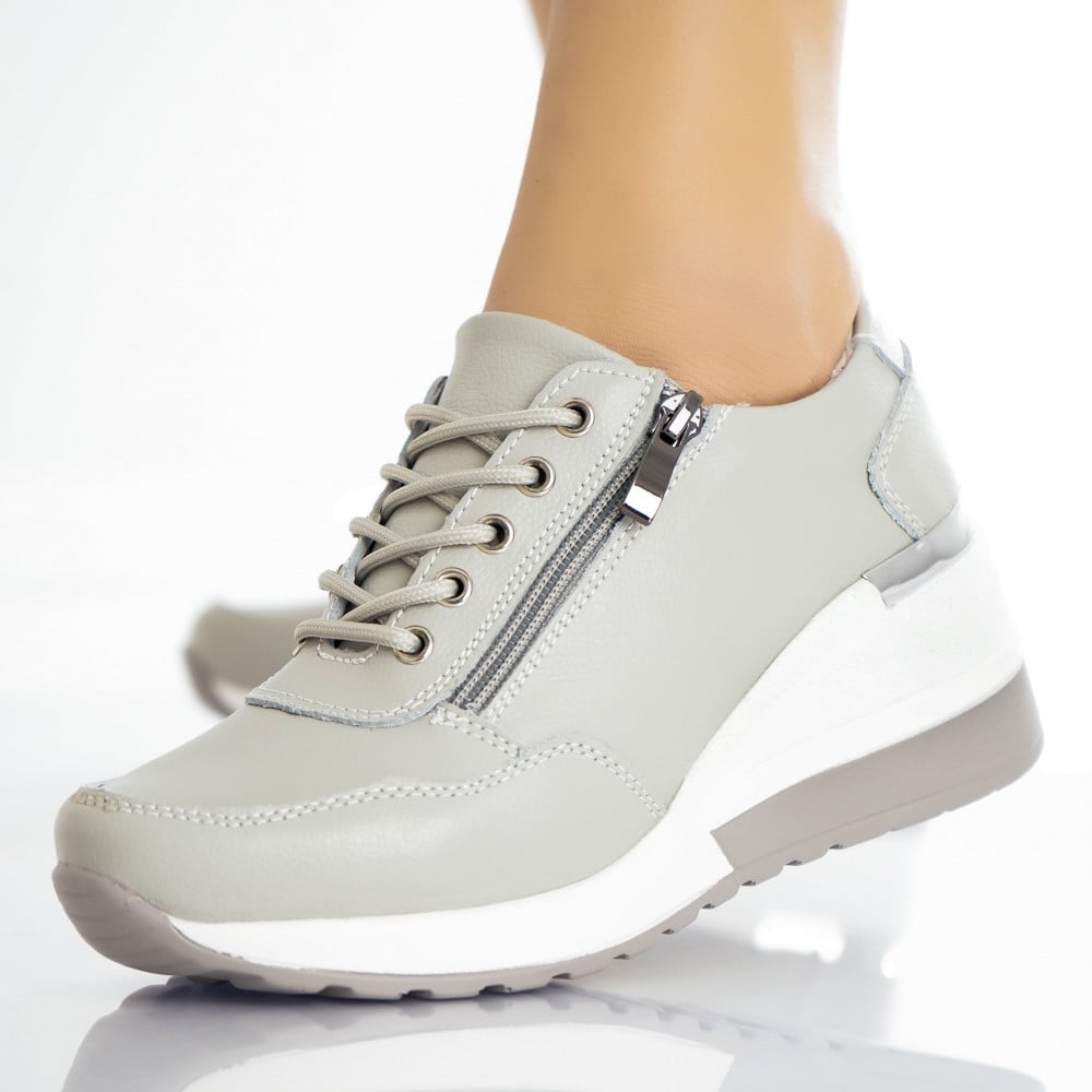 Pantofi dama casual Gri din Piele Naturala Bilon - poza 1