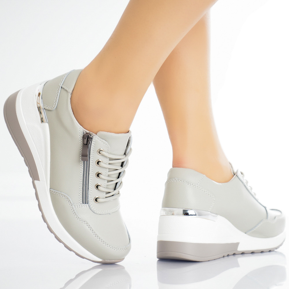 Pantofi dama casual Gri din Piele Naturala Bilon - poza 2