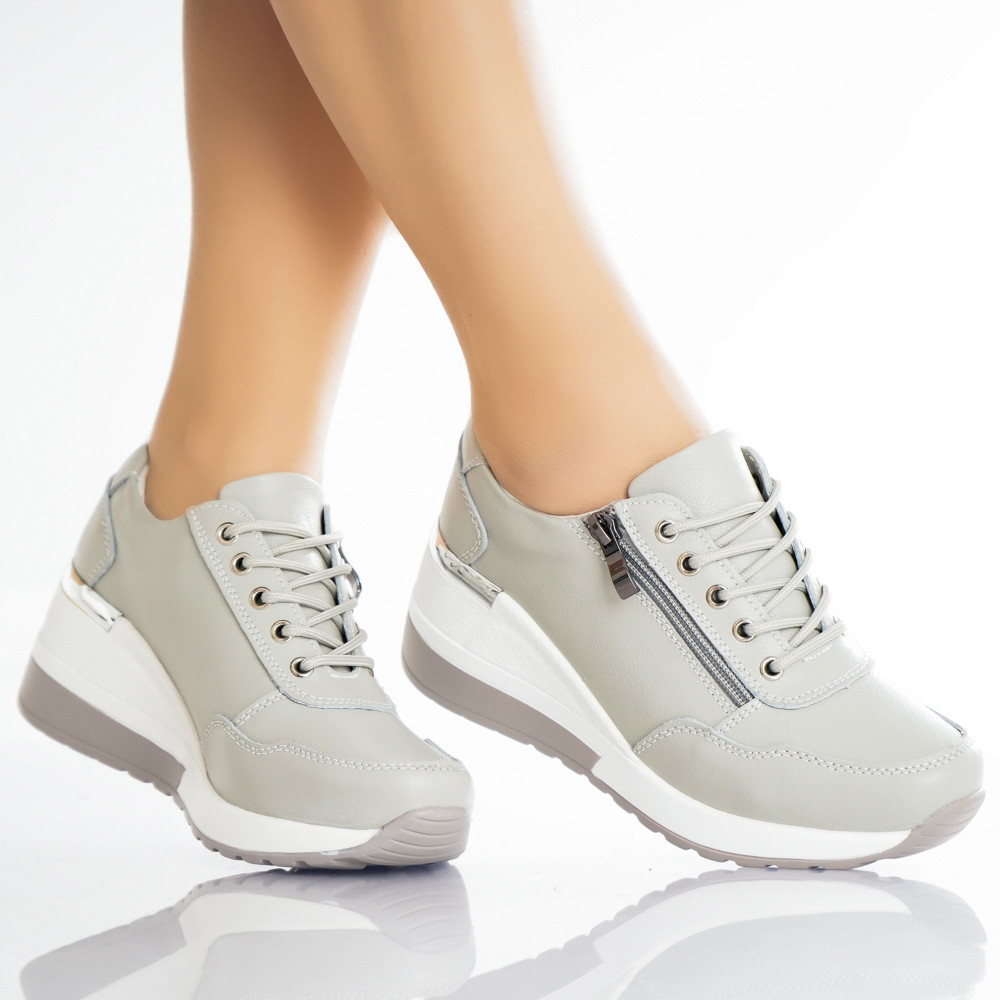 Pantofi dama casual Gri din Piele Naturala Bilon - poza 3