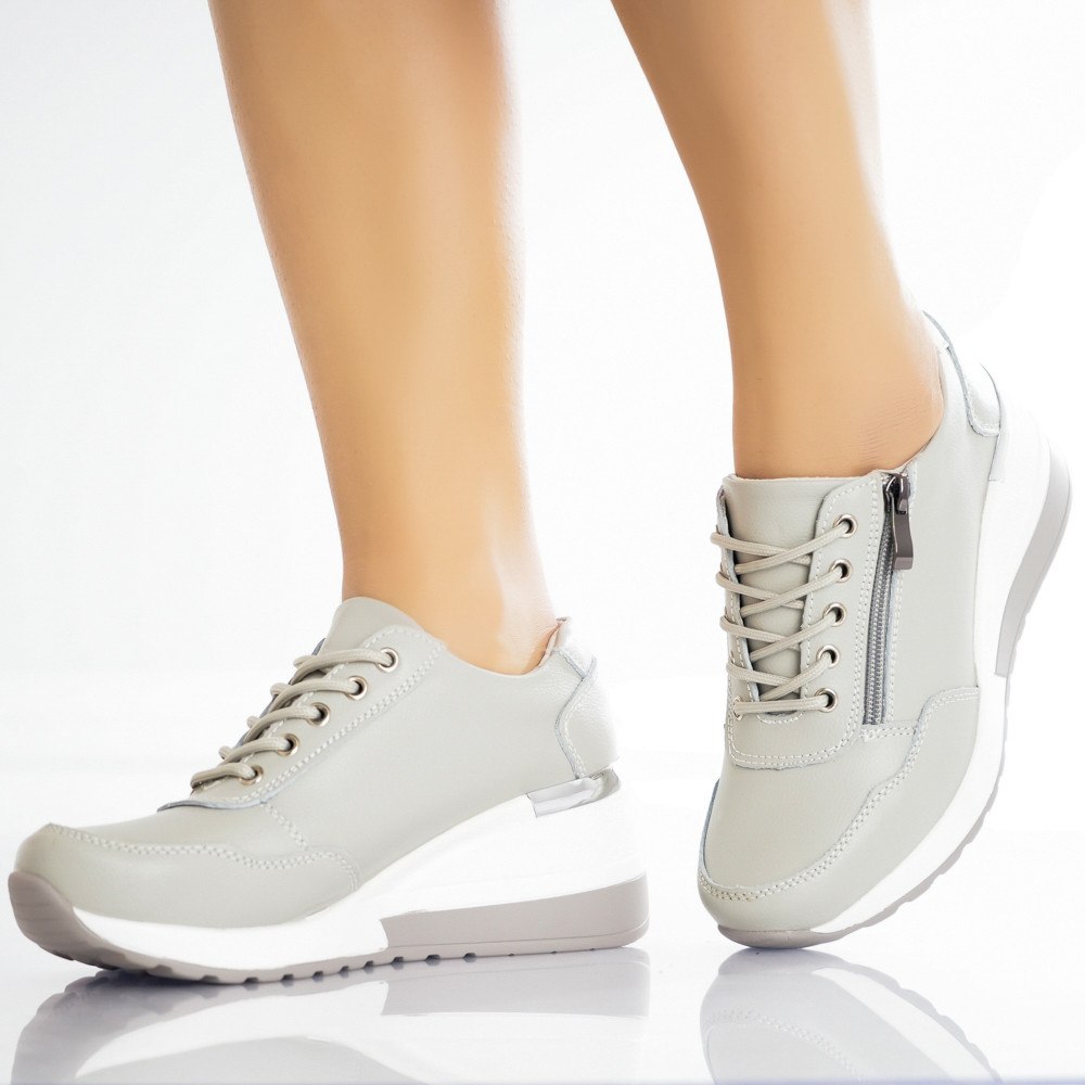 Pantofi dama casual Gri din Piele Naturala Bilon - poza 4