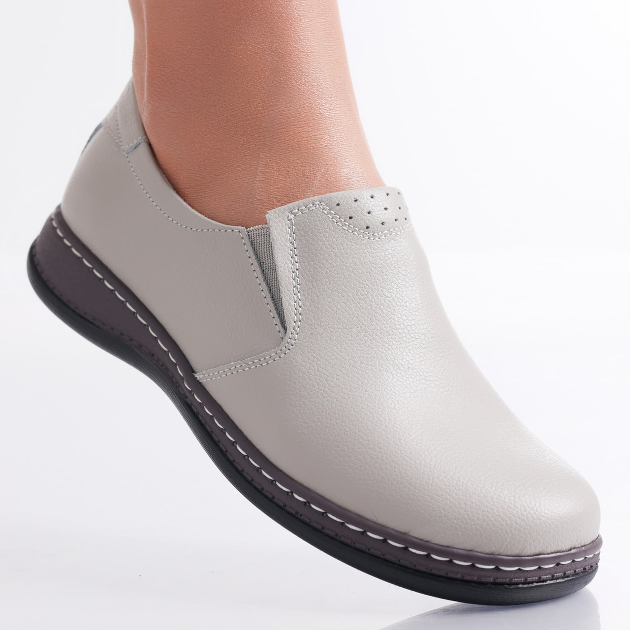 Pantofi dama casual Gri din Piele Naturala Deborah - poza 1