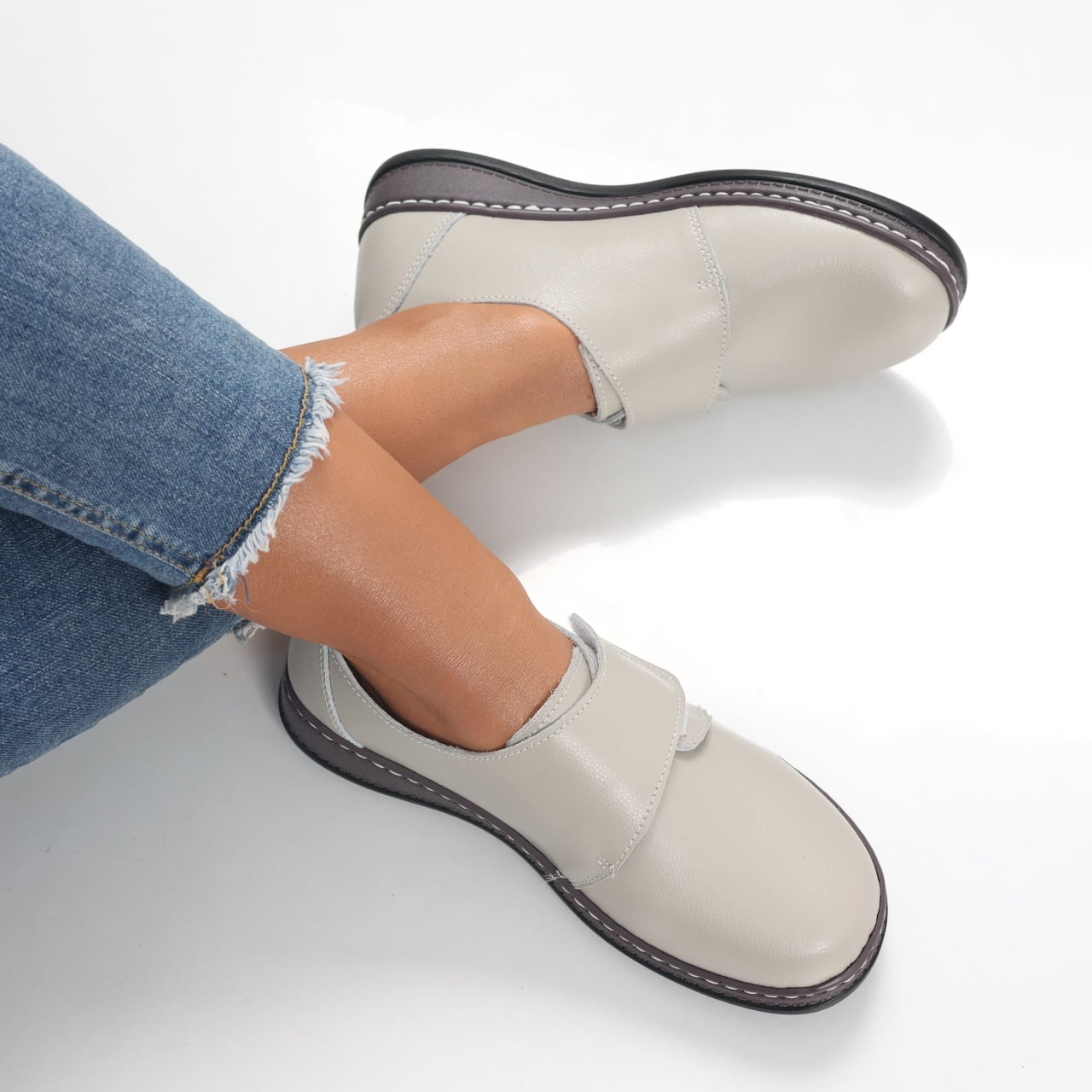 Pantofi dama casual Gri din piele naturala Felicy - poza 5