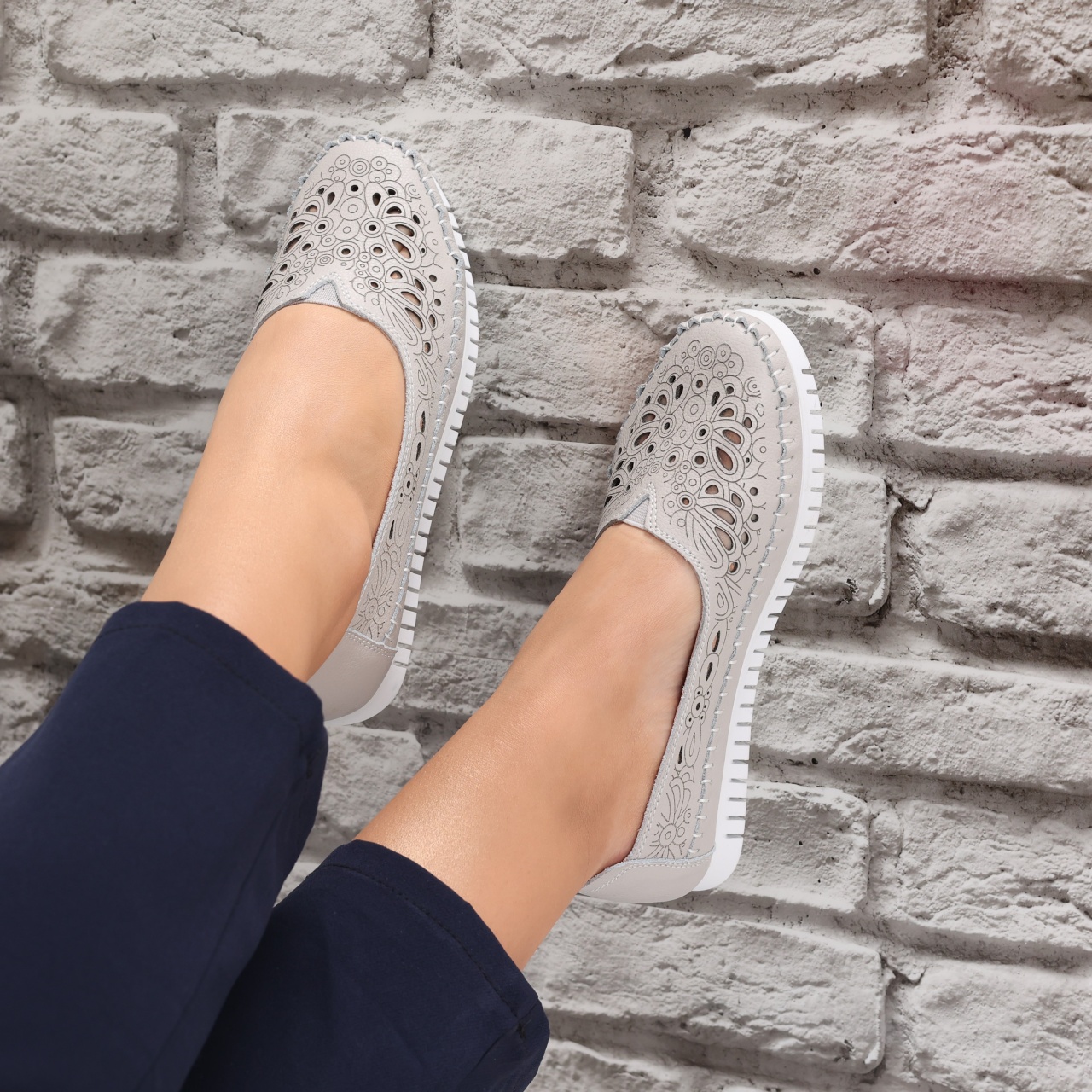 Pantofi dama casual Gri din Piele Naturala Iliana - poza 2