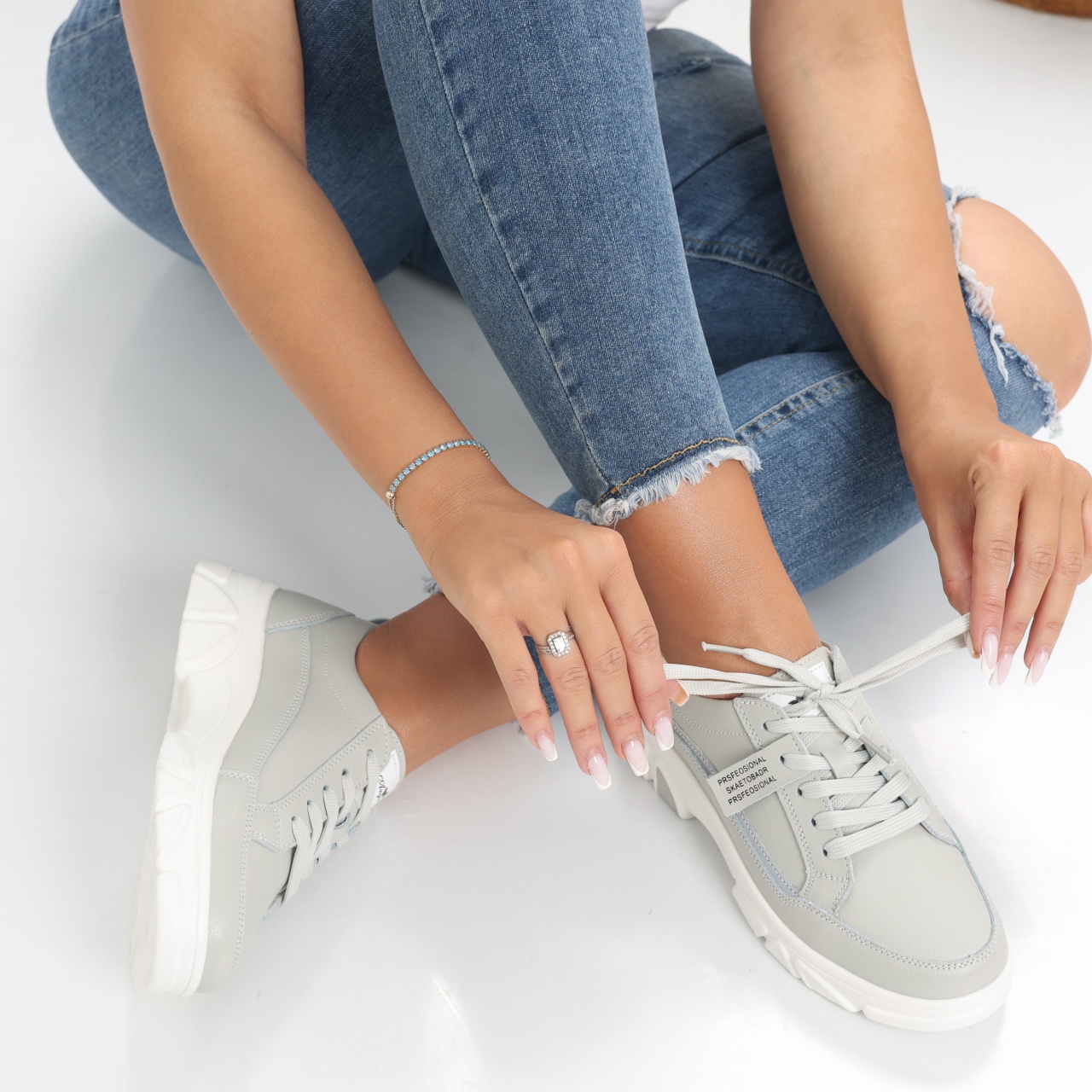 Pantofi dama casual Gri din Piele Naturala Mika - poza 5