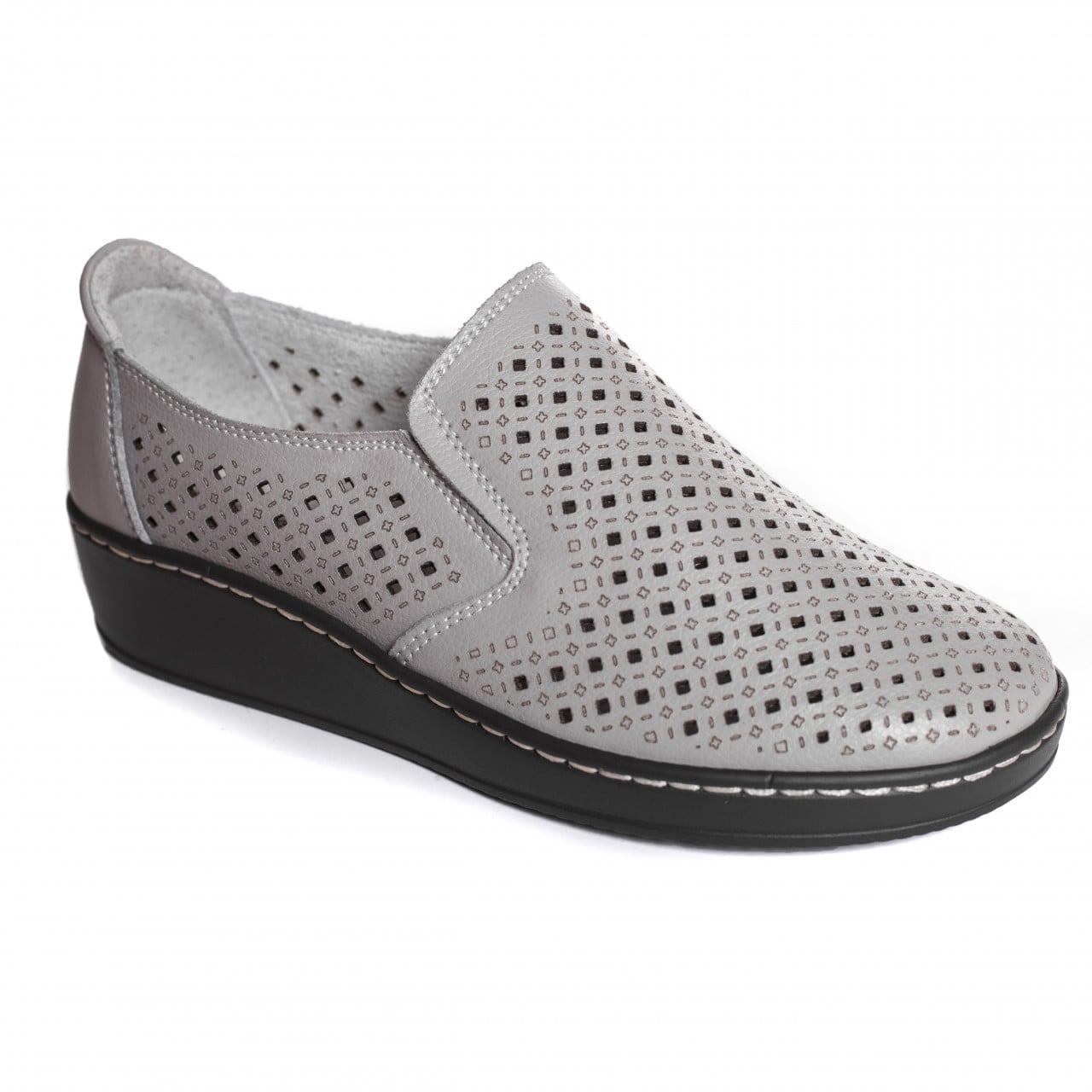Pantofi dama casual gri din piele naturala sifar - poza 4
