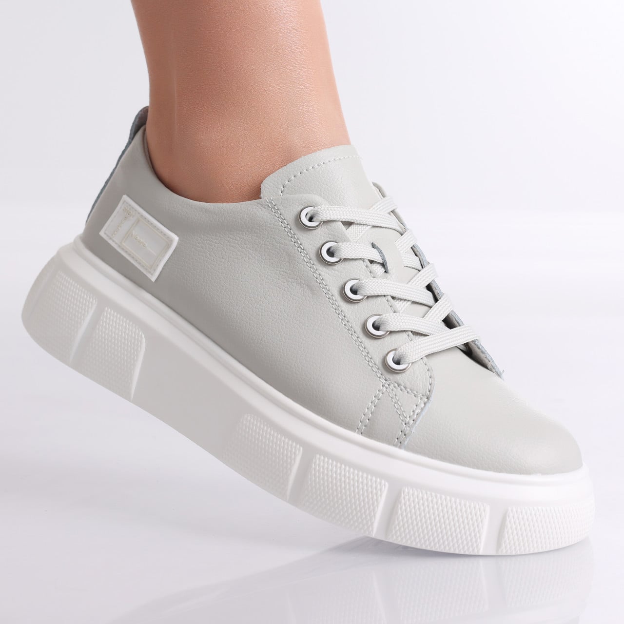 Pantofi dama casual Gri din Piele Naturala Soyvi - poza 1