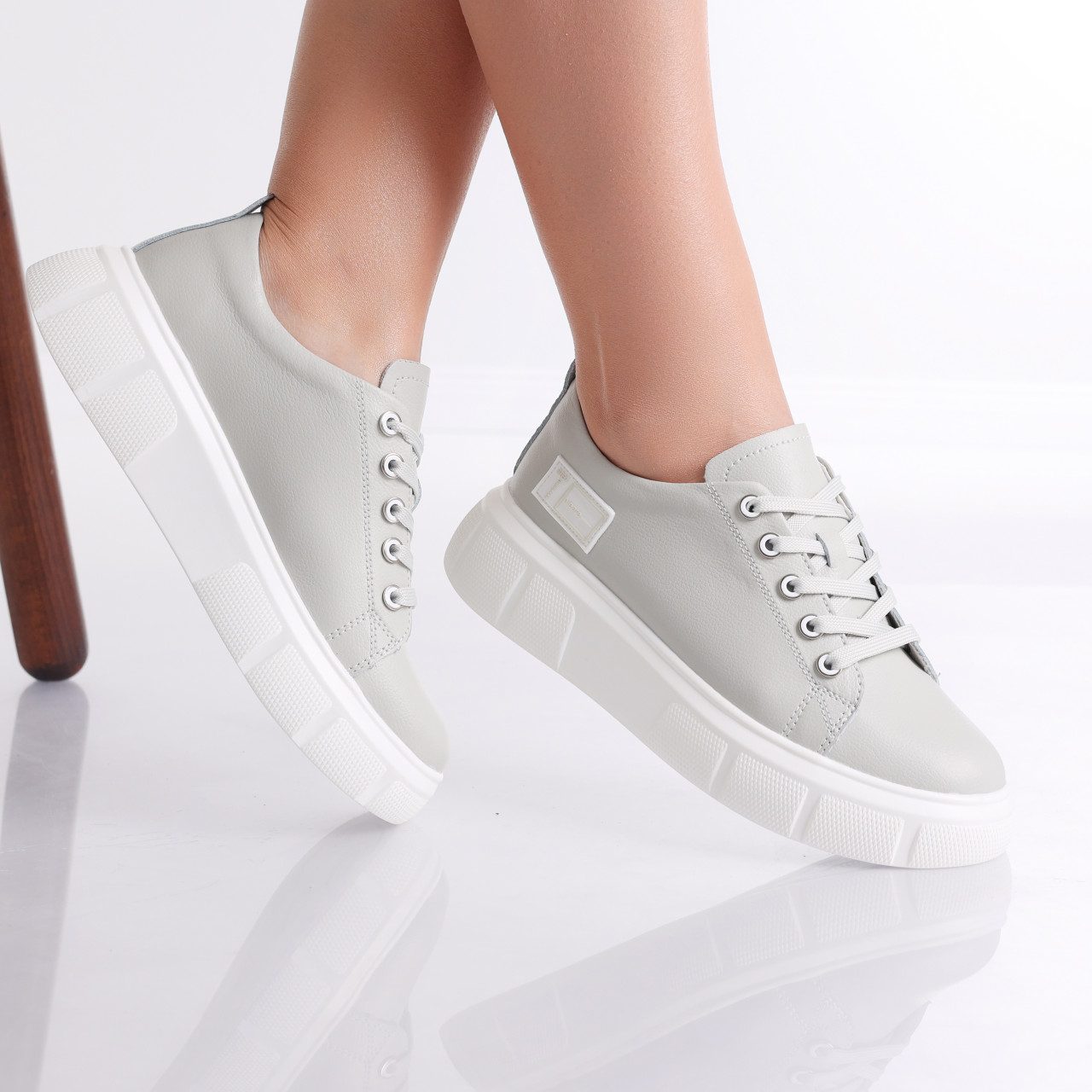 Pantofi dama casual Gri din Piele Naturala Soyvi - poza 2