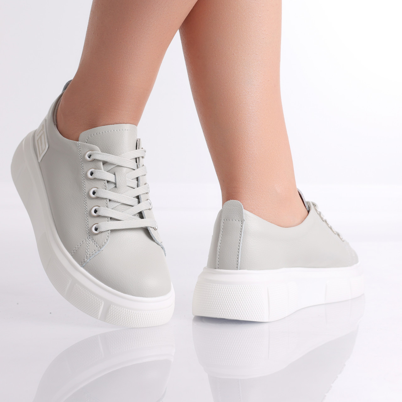 Pantofi dama casual Gri din Piele Naturala Soyvi - poza 3