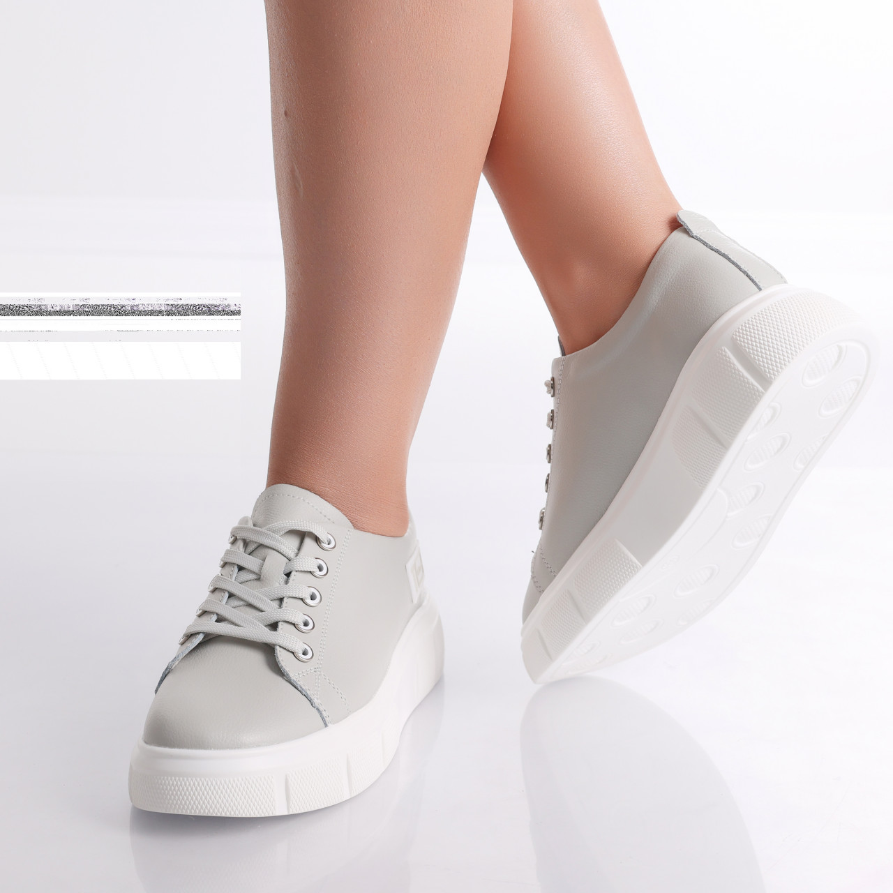 Pantofi dama casual Gri din Piele Naturala Soyvi - poza 4
