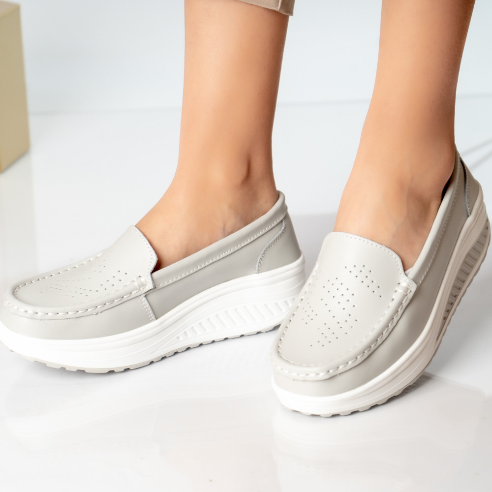 Pantofi dama casual gri piele naturala nancy - poza 2