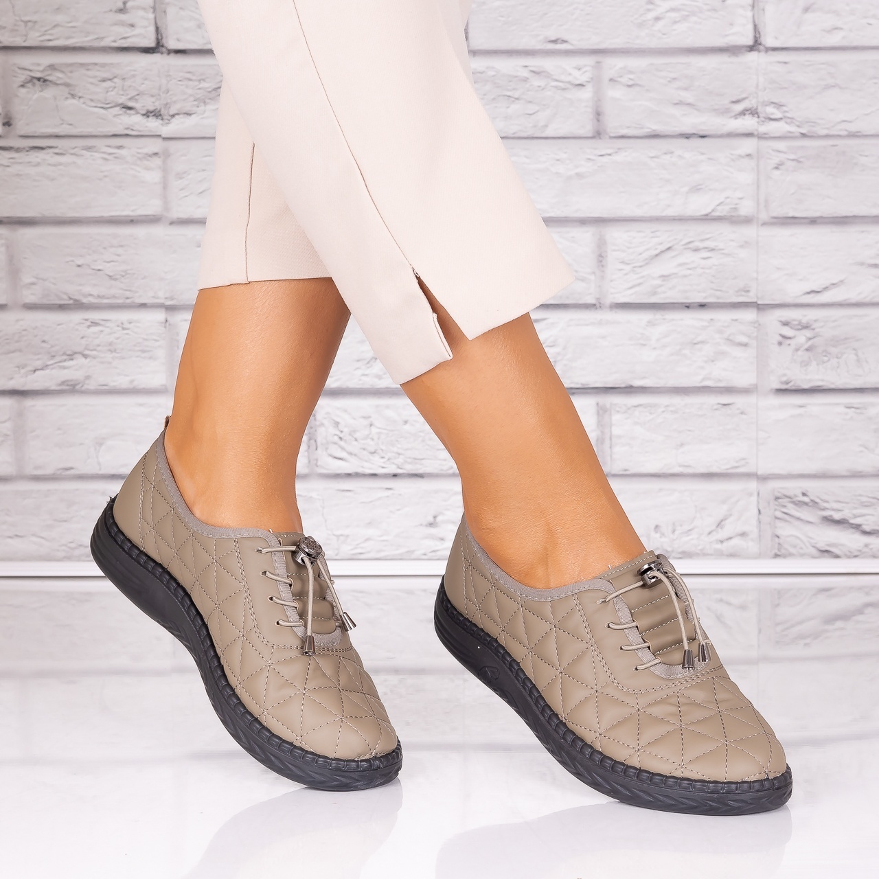 Pantofi dama casual Kaki din Piele Ecologica Acuna - poza 2