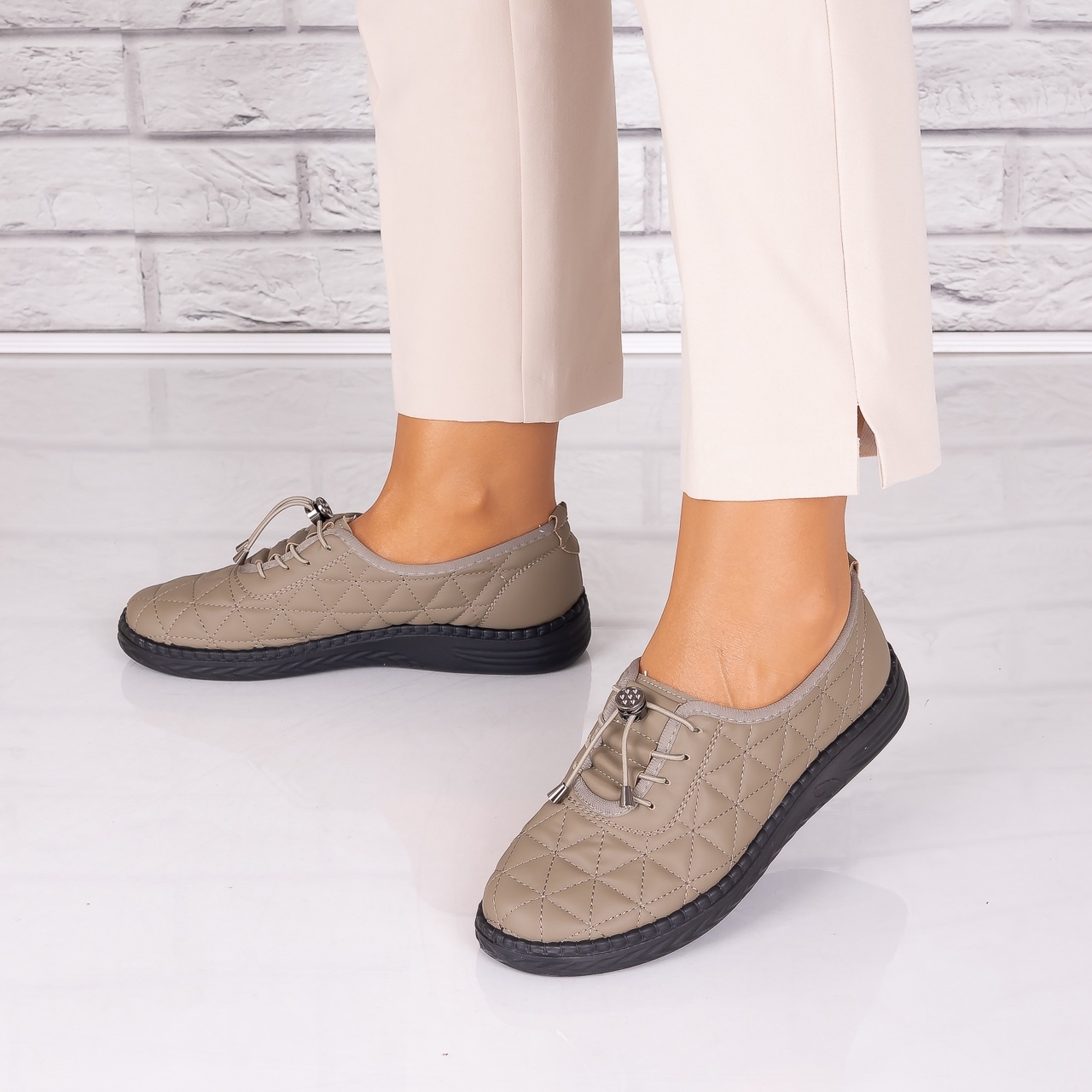 Pantofi dama casual Kaki din Piele Ecologica Acuna - poza 4