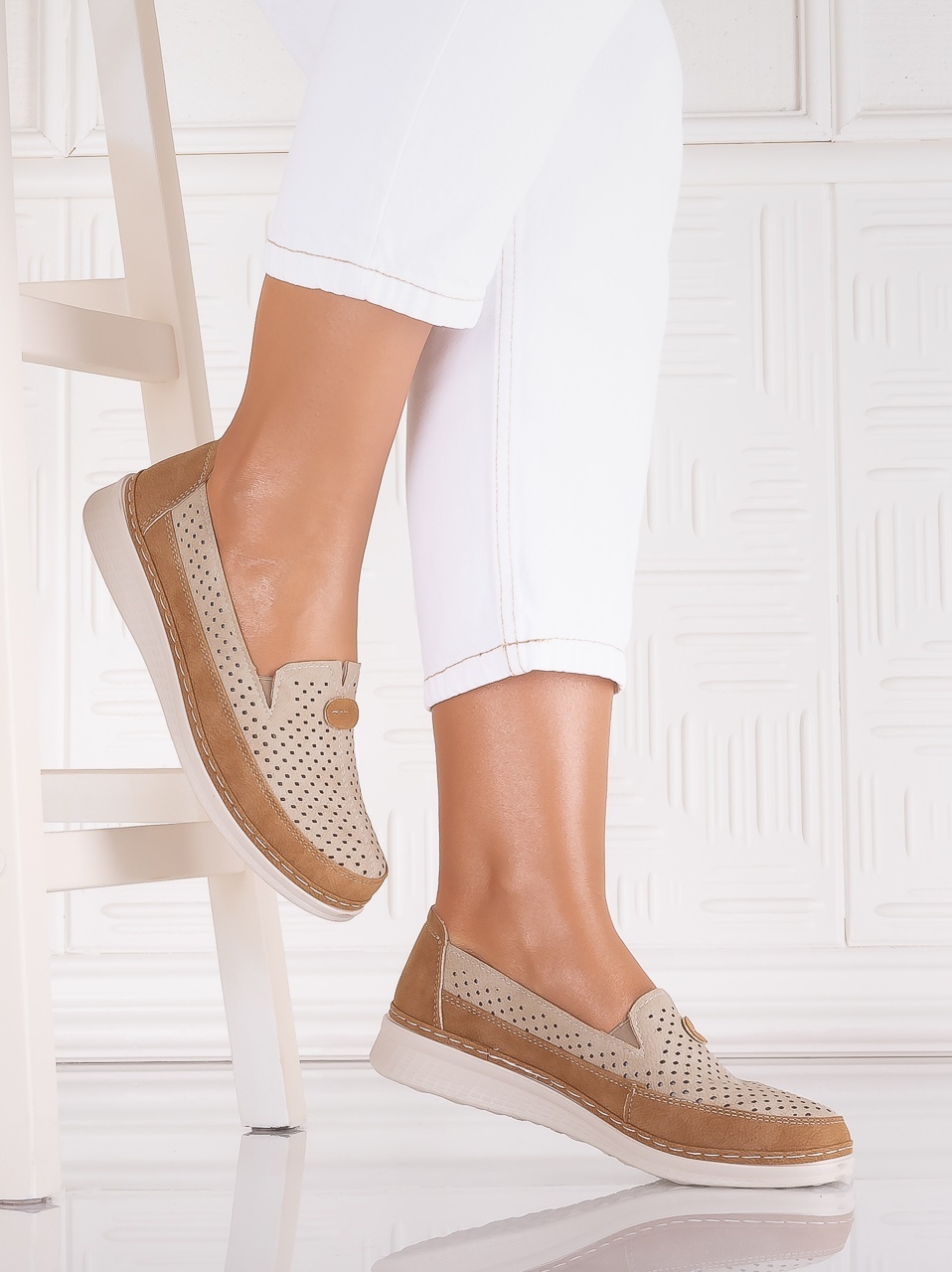 Pantofi dama casual Kaki din Piele Ecologica Atinos - poza 2