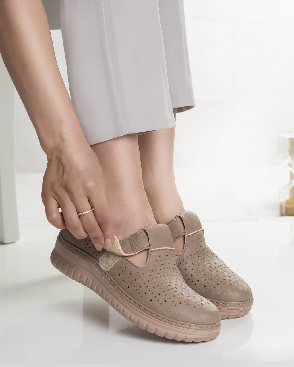 Pantofi dama casual kaki din piele ecologica maliza - poza 4