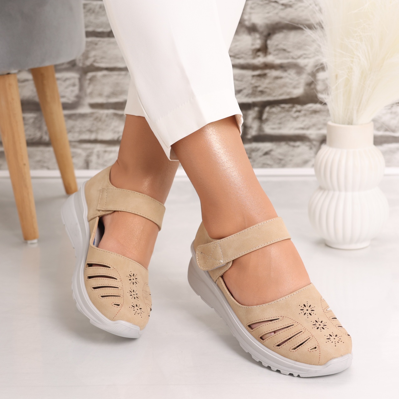 Pantofi dama casual Kaki din Piele Ecologica Rawda - poza 3