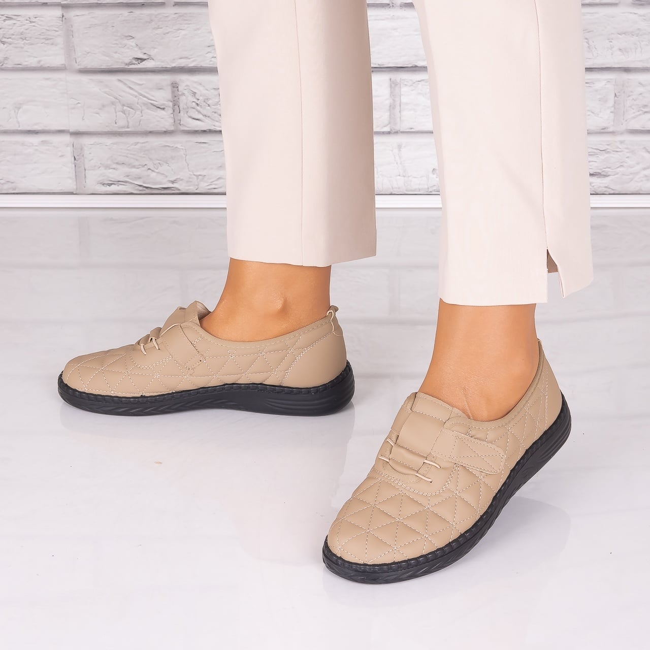 Pantofi dama casual Kaki din Piele Ecologica Saraya