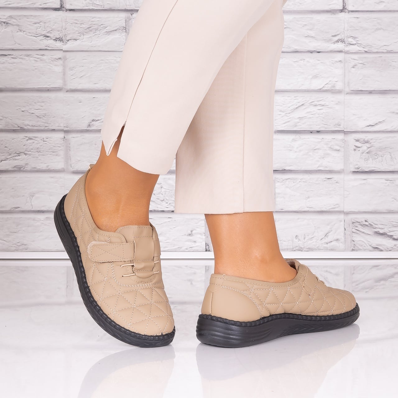 Pantofi dama casual Kaki din Piele Ecologica Saraya - poza 3