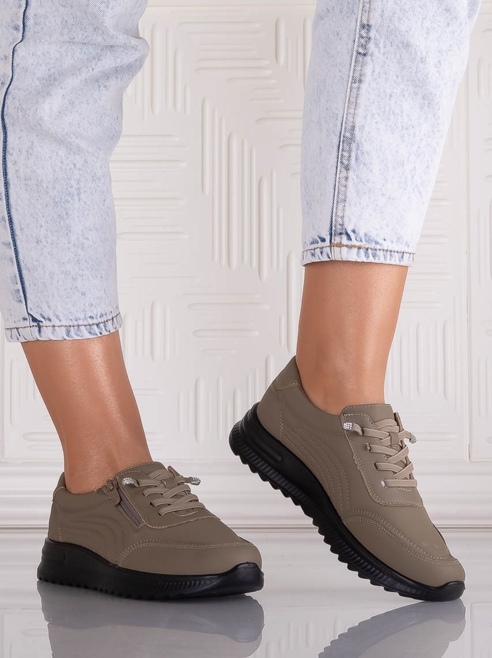 Pantofi dama Casual Kaki din Piele Ecologica Savira - poza 4