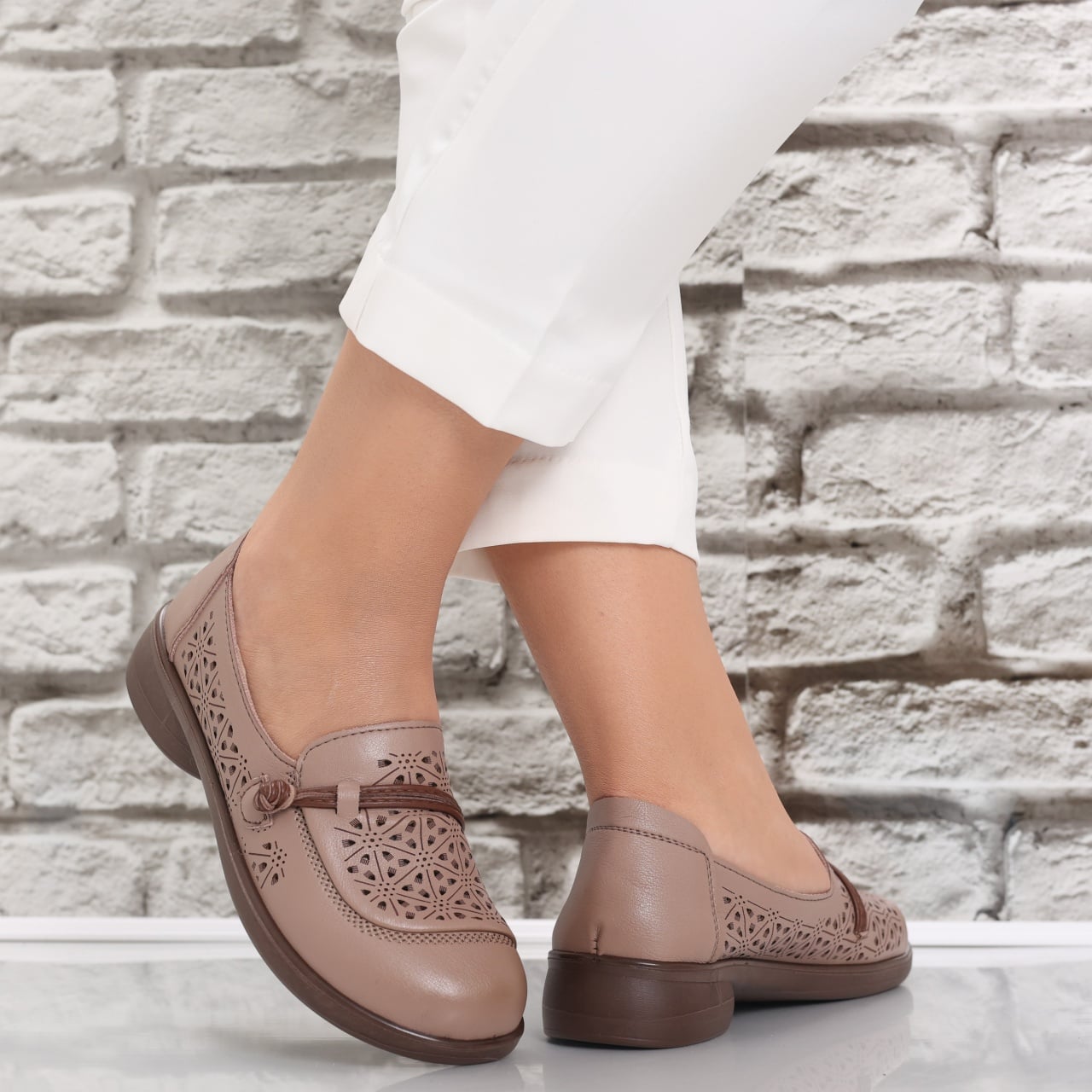 Pantofi dama casual Kaki din Piele Ecologica Suhana - poza 2