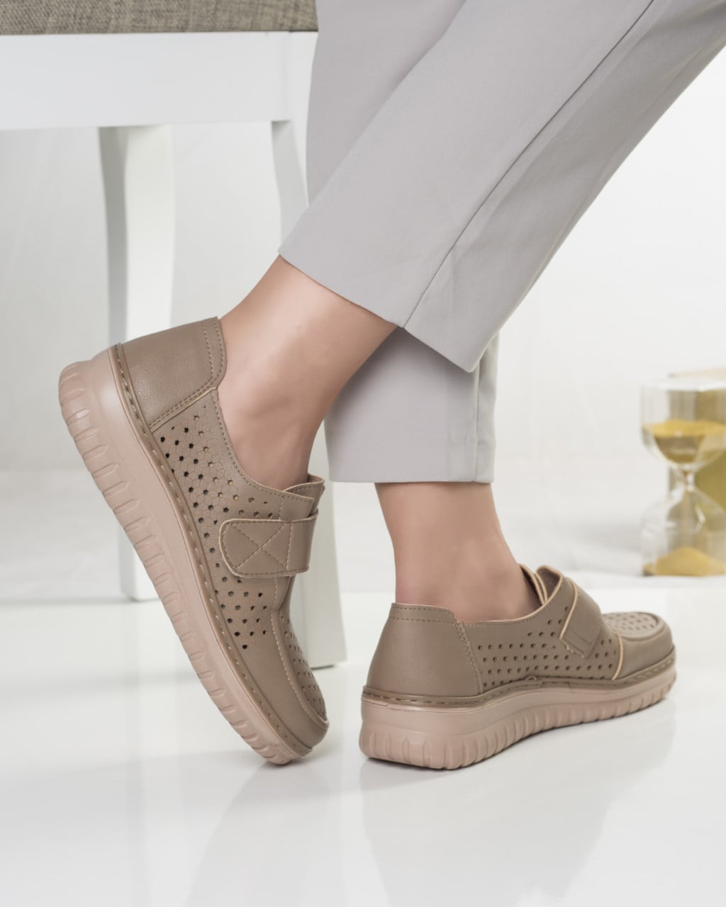 Pantofi dama casual kaki din piele ecologica tani - poza 2