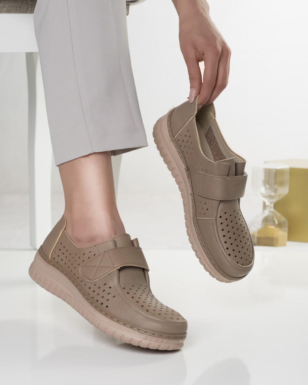 Pantofi dama casual kaki din piele ecologica tani - poza 3