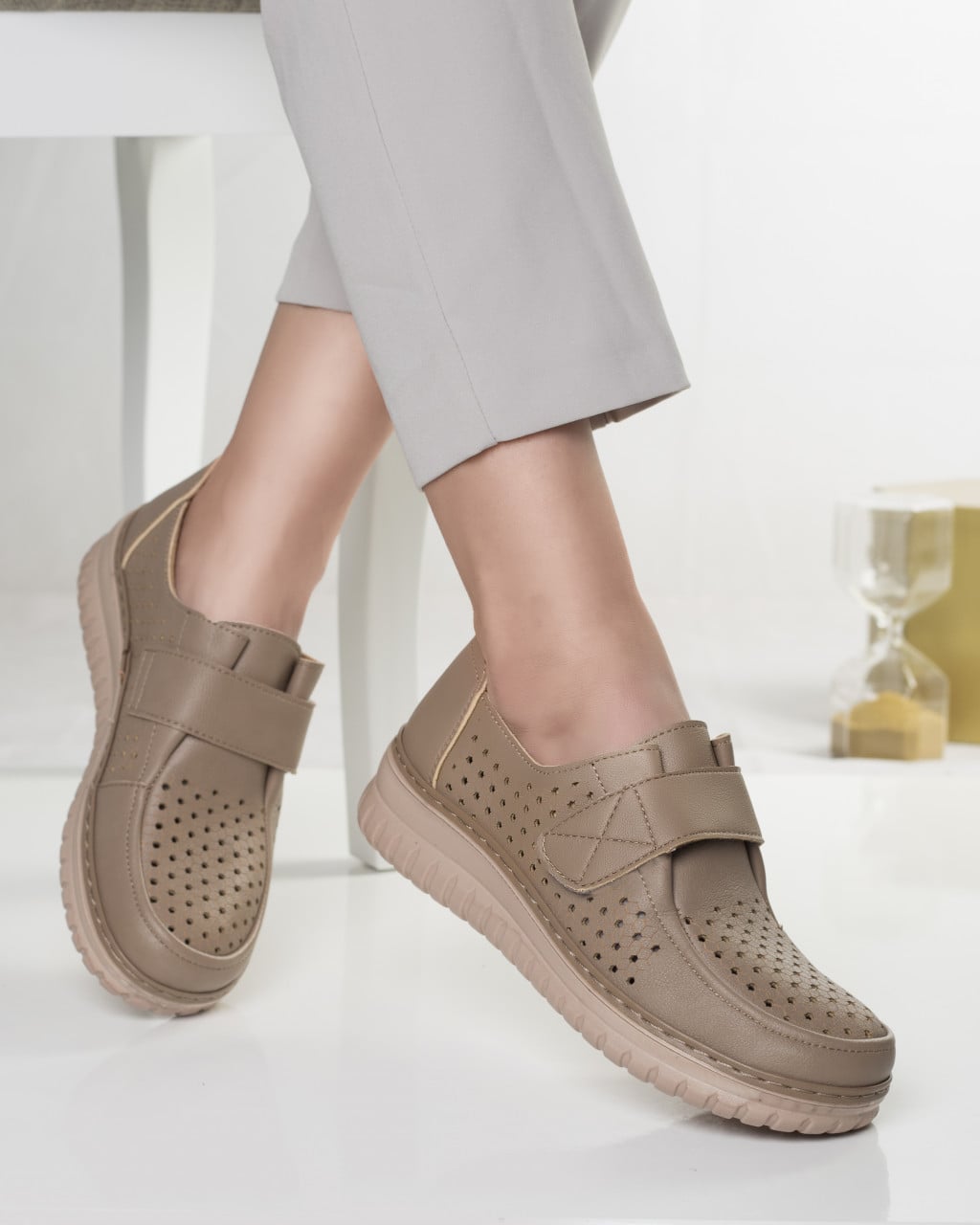 Pantofi dama casual kaki din piele ecologica tani - poza 5