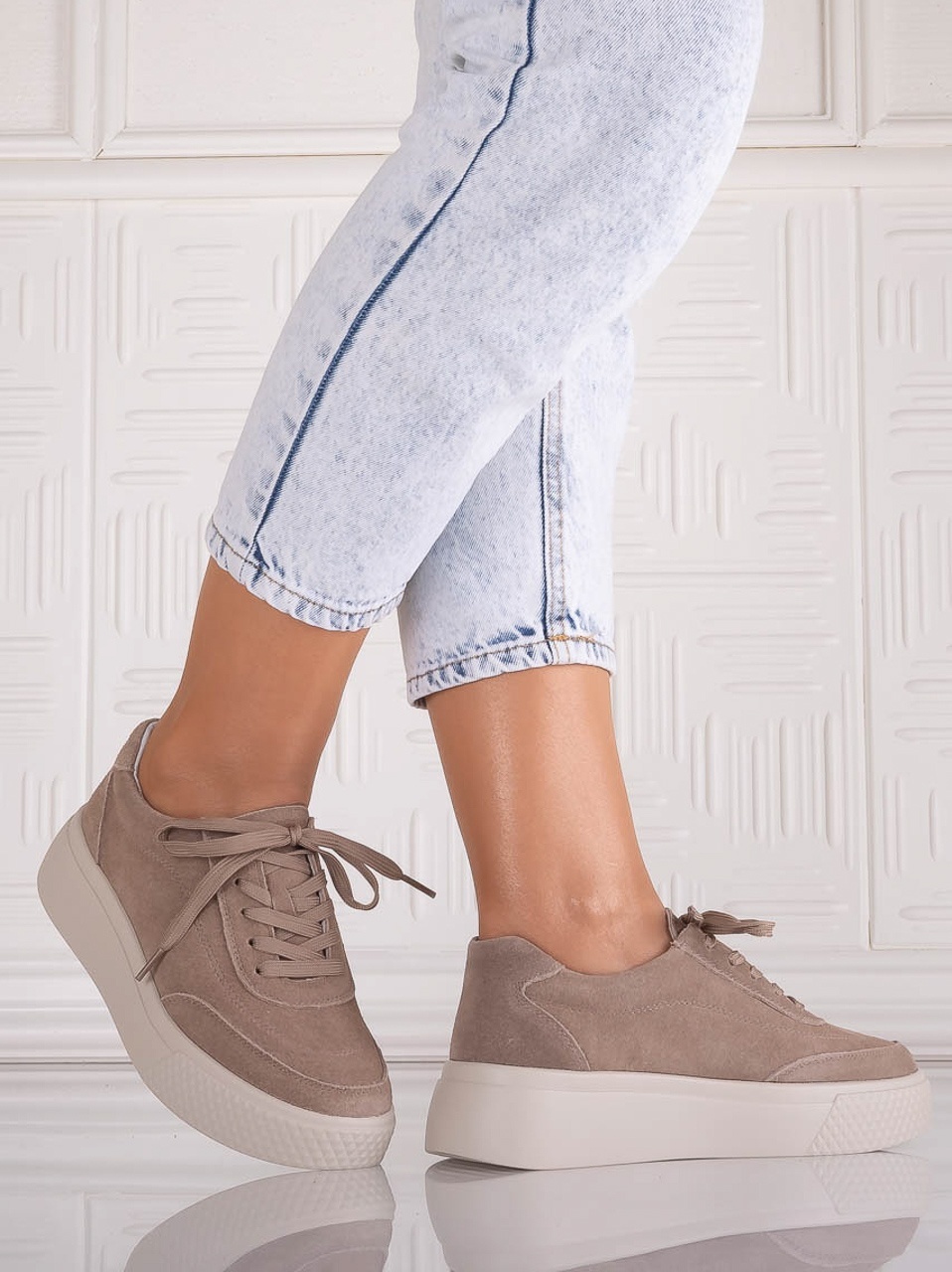 Pantofi dama casual Kaki din Piele Naturala Intoarsa Adiza - poza 2