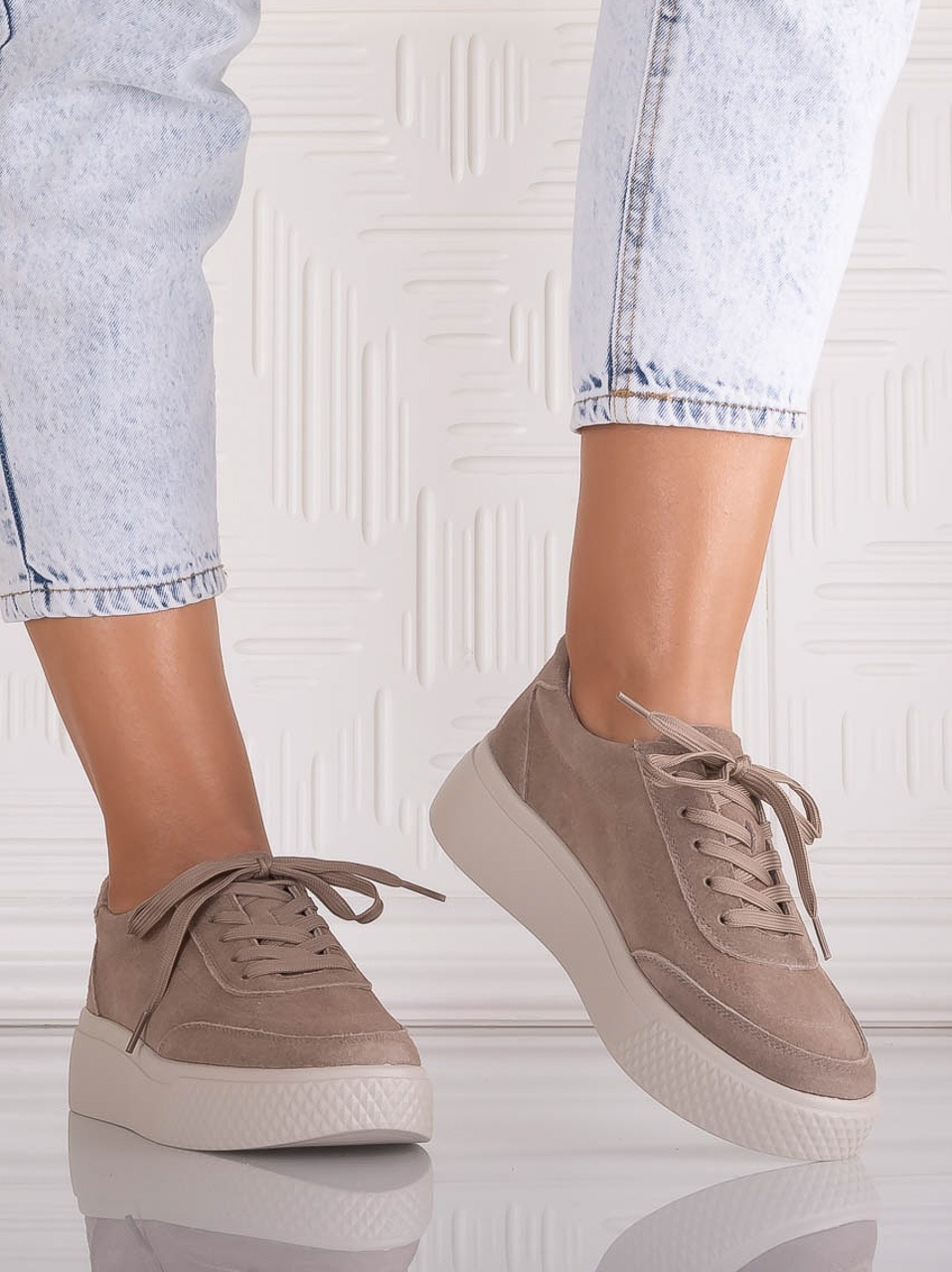 Pantofi dama casual Kaki din Piele Naturala Intoarsa Adiza - poza 4