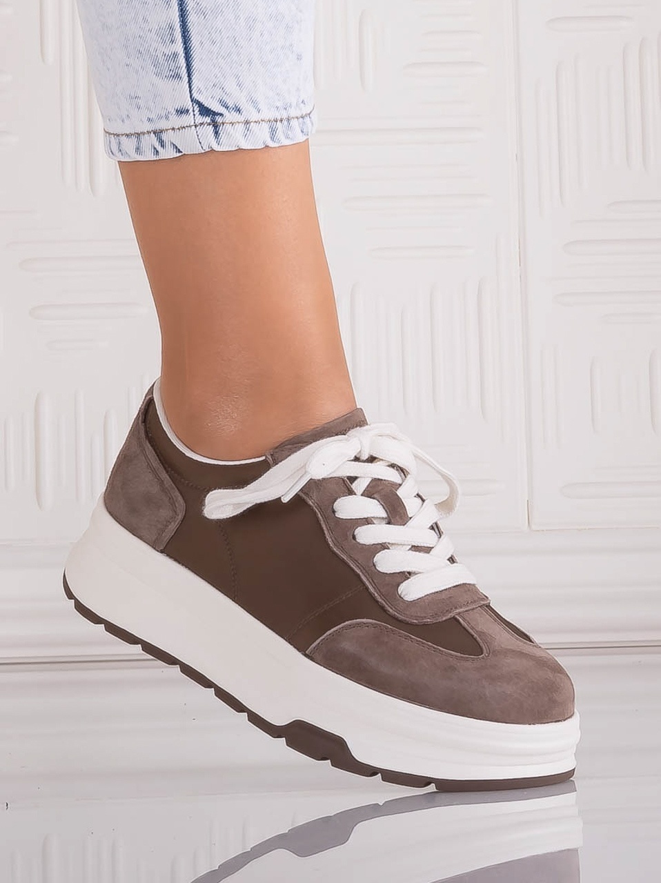 Pantofi dama casual Maro din Piele Naturala Intoarsa si textil Narella - poza 1
