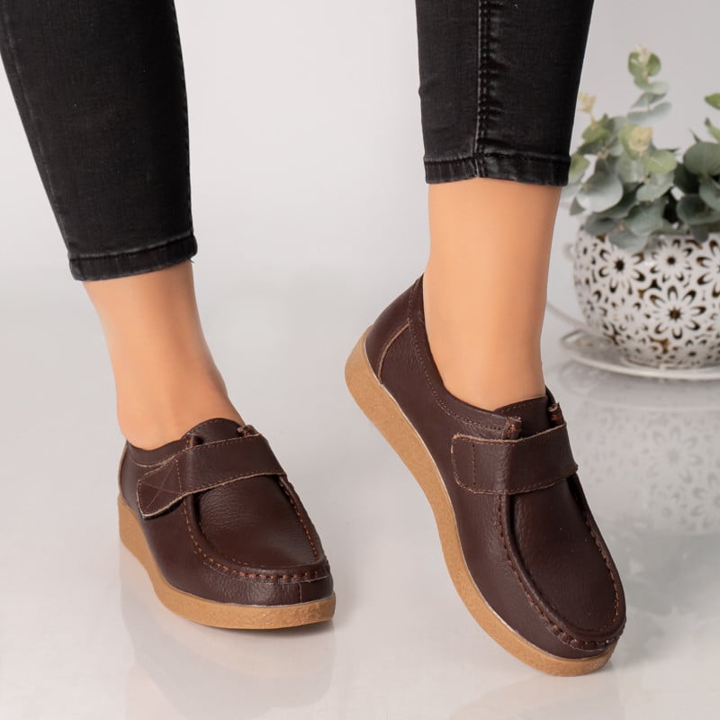 Pantofi dama casual maro piele naturala chloly - poza 1