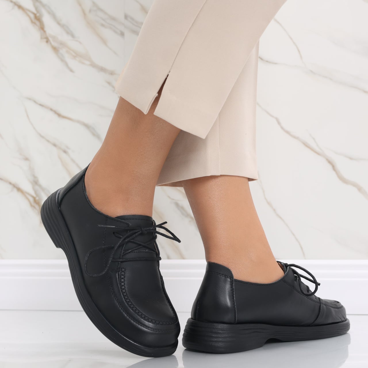 Pantofi dama casual Negre din Piele Naturala Esana - poza 2
