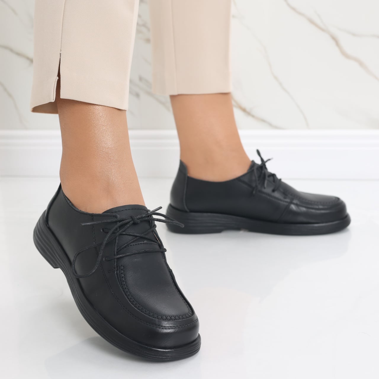 Pantofi dama casual Negre din Piele Naturala Esana - poza 3