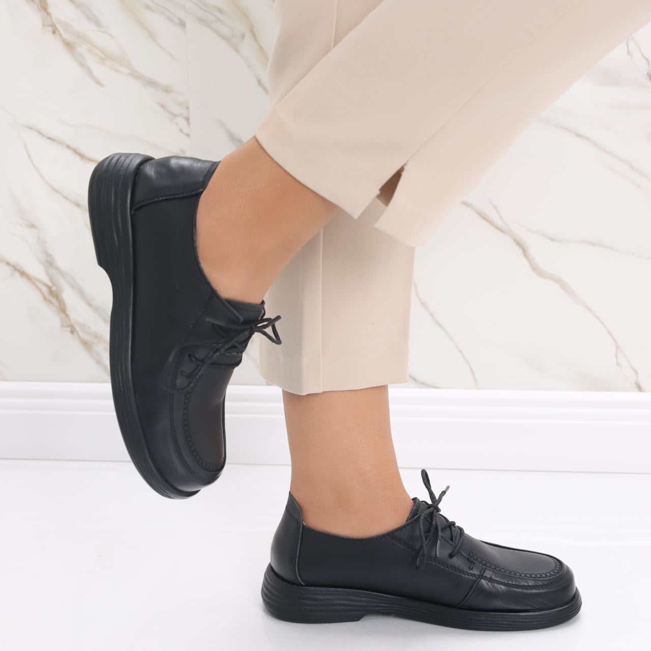 Pantofi dama casual Negre din Piele Naturala Esana - poza 4