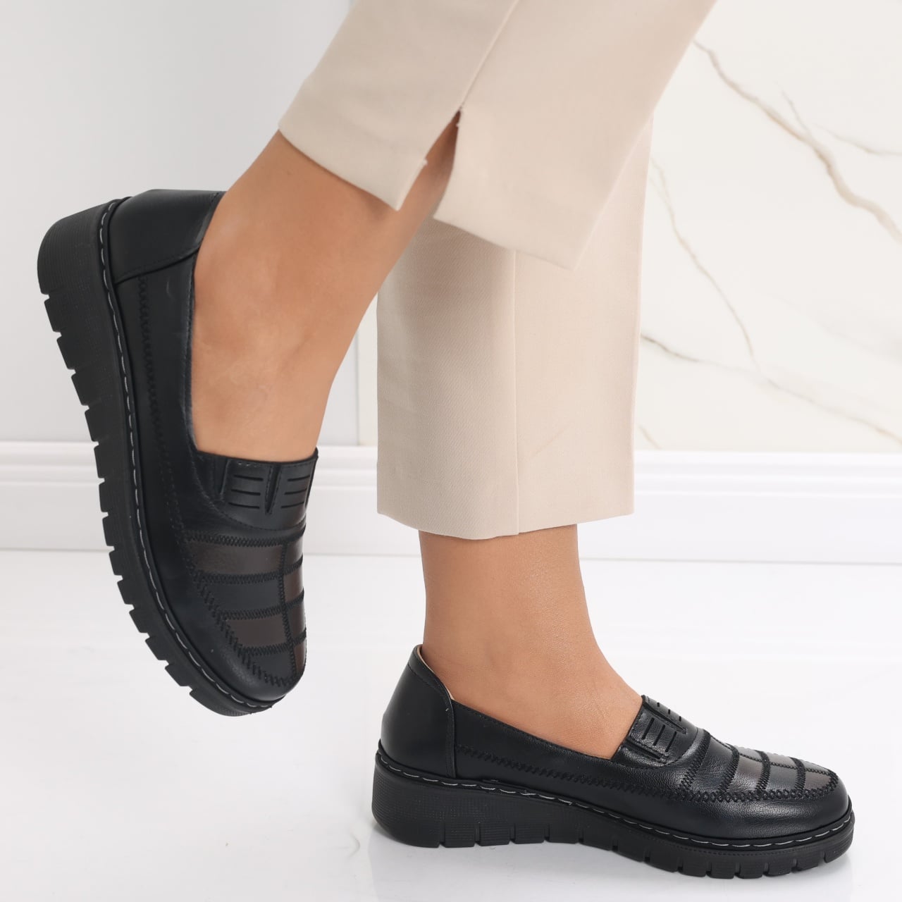Pantofi dama casual Negri cu Maro din Piele Ecologica Rasima - poza 5