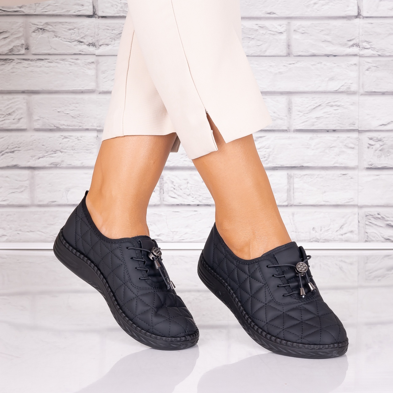 Pantofi dama casual Negri din Piele Ecologica Acuna - poza 2