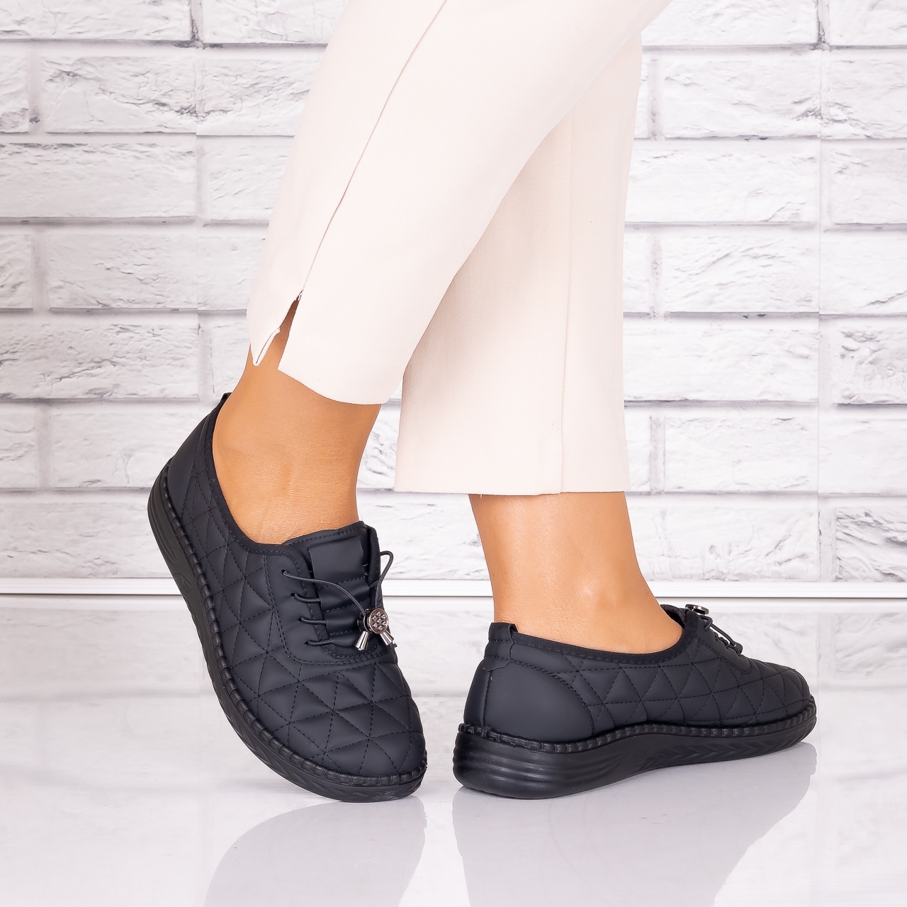 Pantofi dama casual Negri din Piele Ecologica Acuna - poza 4