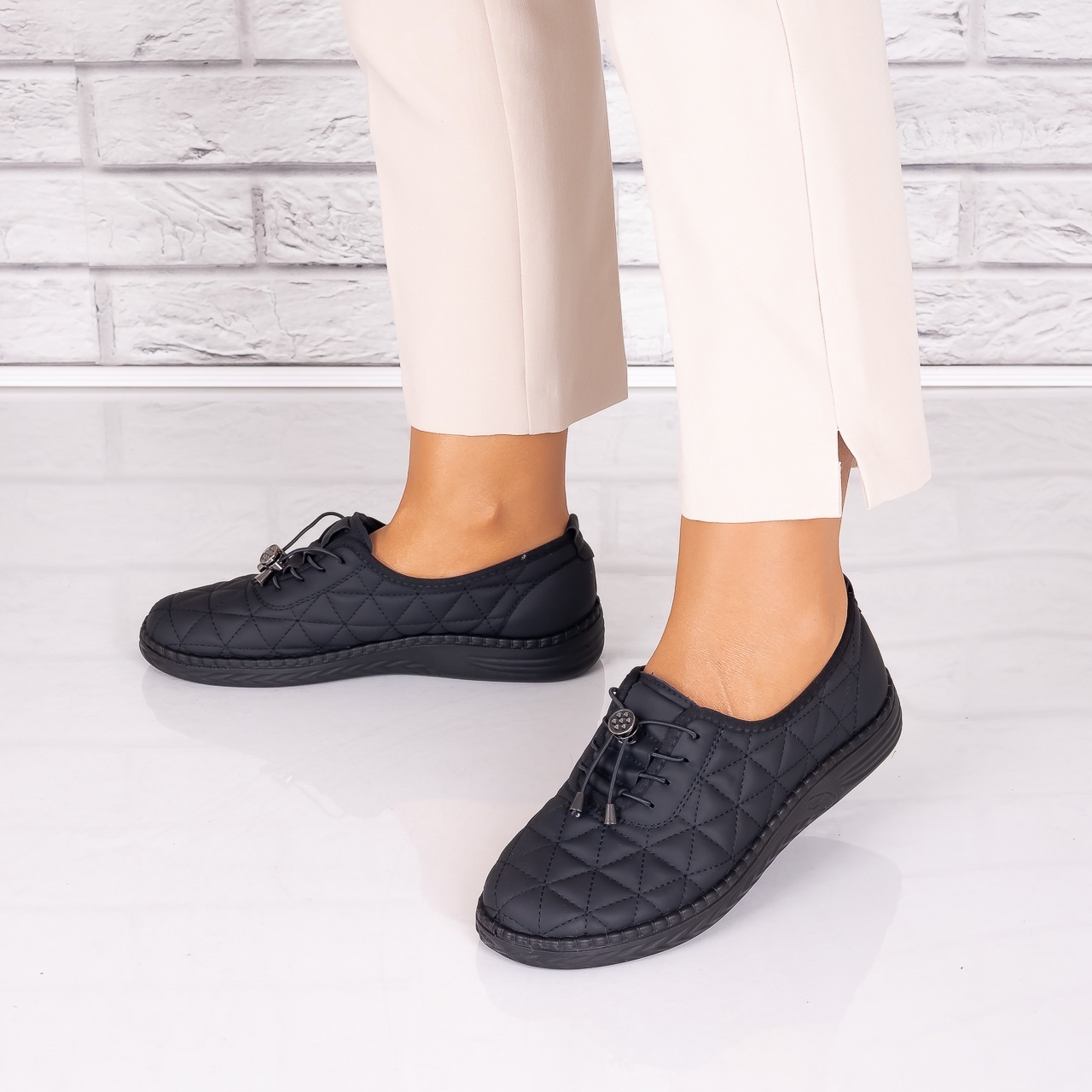 Pantofi dama casual Negri din Piele Ecologica Acuna - poza 5