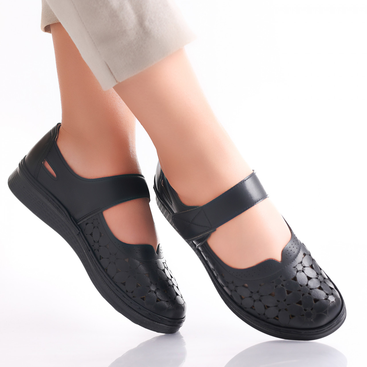 Pantofi dama casual Negri din Piele Ecologica Agali - poza 2