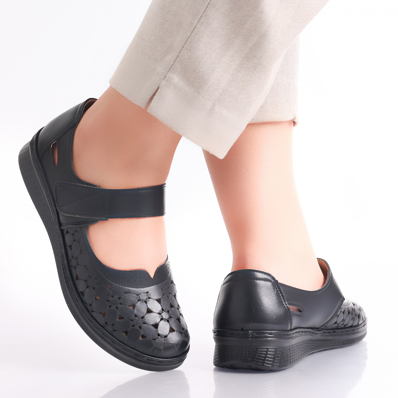 Pantofi dama casual Negri din Piele Ecologica Agali - poza 3