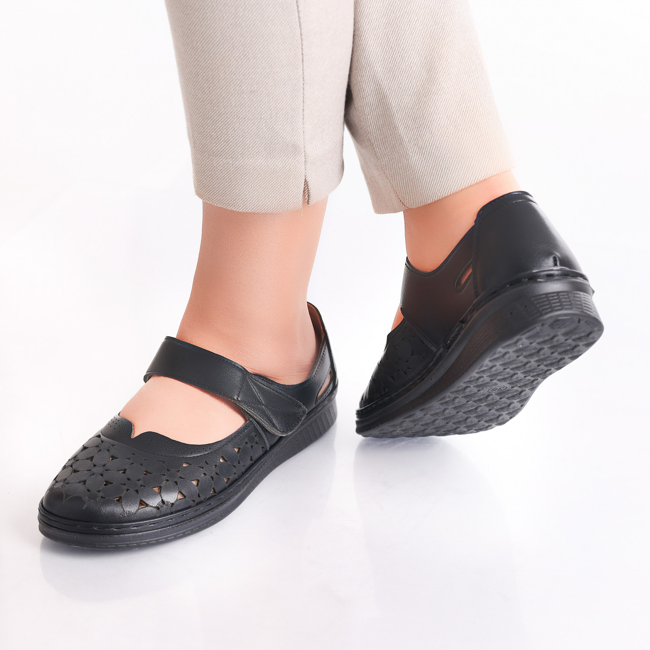 Pantofi dama casual Negri din Piele Ecologica Agali - poza 5